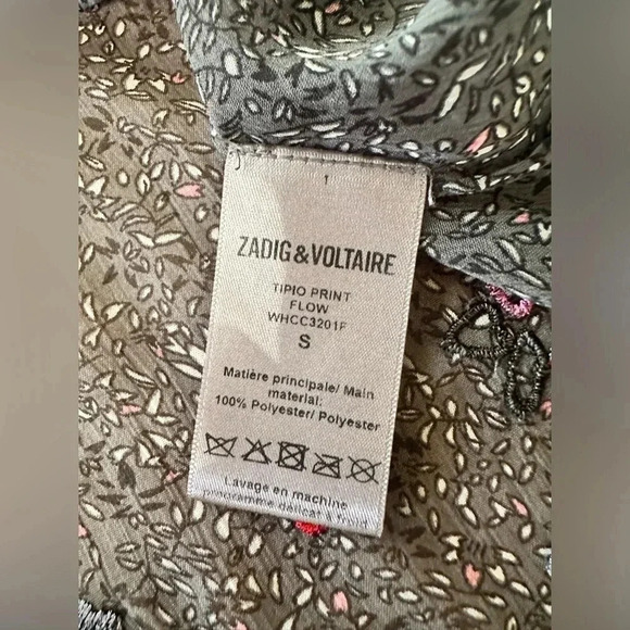 Zadig & Voltaire Sheer Heart Embroidered Beaded Blouse Womens Size Small - Picture 10 of 12